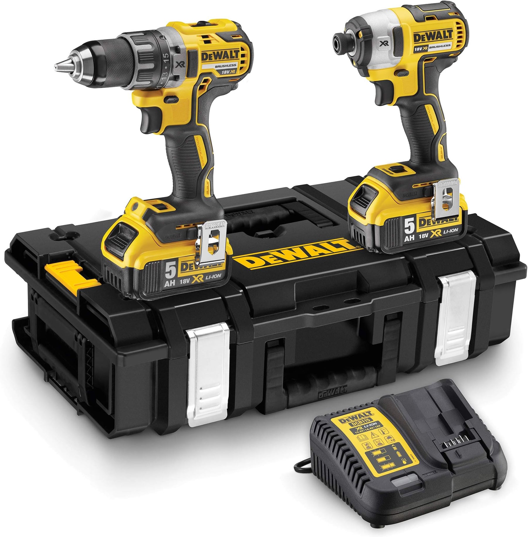 Kit Taladro de Impacto y Llave de Impacto Inalambrico 20V MAX* XR con 2 Baterias Ion-Litio y Cargador Incluido DCK287D1M1