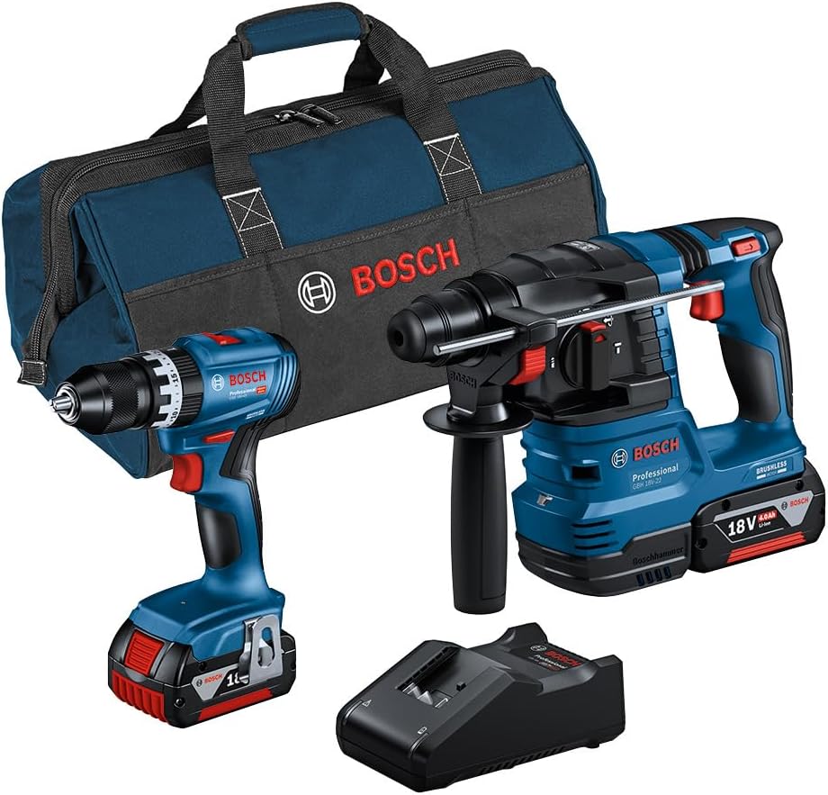 Conjunto de GSB 18V-45 GBH 18V-22 (incl. 2 baterias de 4,0 Ah, carregador GAL 18 V - 40, em bolsa de ferramentas)
