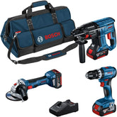 Kit Taladro de Impacto, Amoladora angular GWS 18V-7 y Atornillador de Impacto GSH 5, 3 baterias 18V MAX, Bolsa y Cargador Incluido