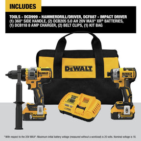 Kit Taladro de martillo y Destornillador de impacto, Bateria de Ion-Litio 20V MAX* 1.3Ah + Cargador DCK240C2