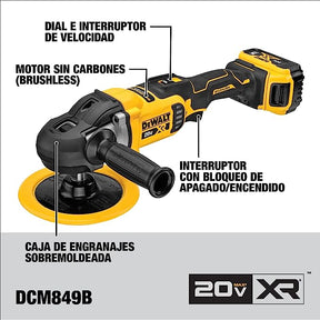 Pulidora de 7 pulgadas (180 mm) 20V MAX* XR a batería de litio-ion.