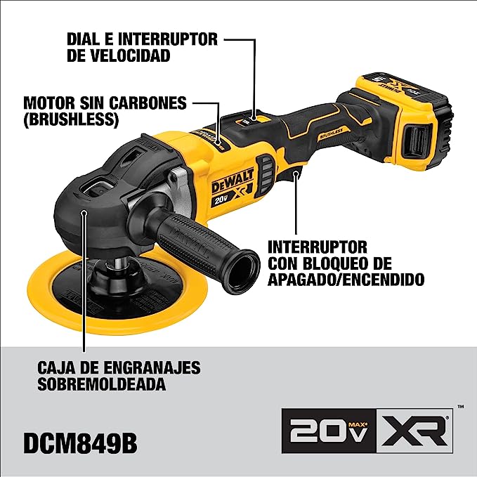 Pulidora de 7 pulgadas (180 mm) 20V MAX* XR a batería de litio-ion.