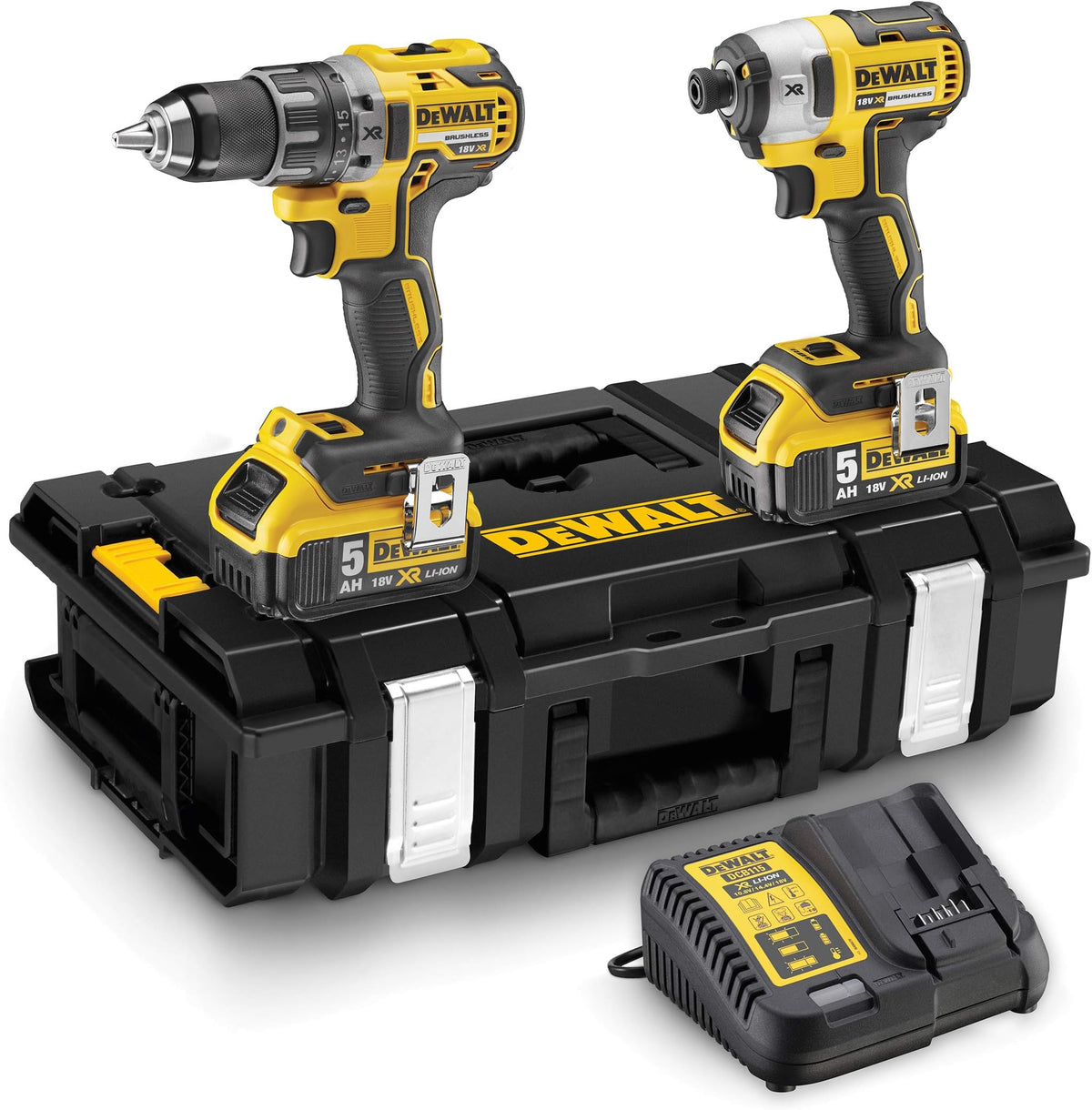 Kit Taladro de Impacto y Llave de Impacto Inalambrico 20V MAX* XR con 2 Baterias Ion-Litio y Cargador Incluido DCK287D1M1
