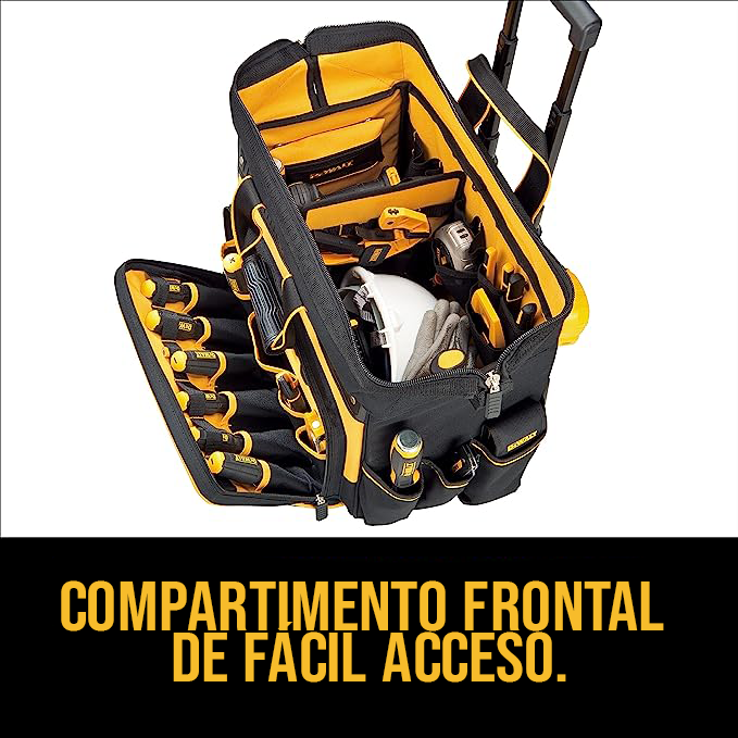 Maleta de herramientas multitarea con ruedas y 63 compartimentos.