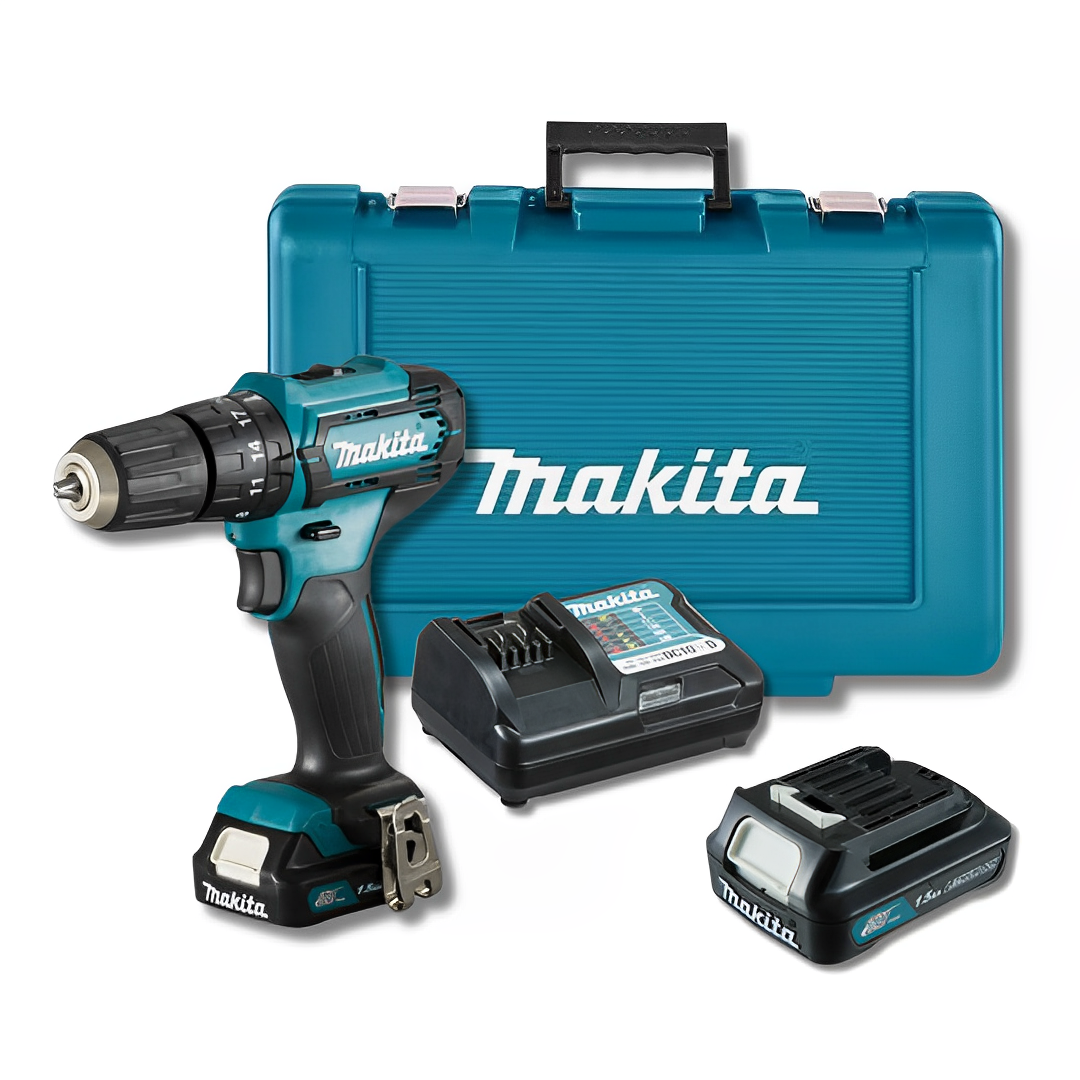 Atornillador y Taladro de Impacto 3/8" 12V CXT con 2 baterías de 1.5A y Cargador Bivolt Makita.